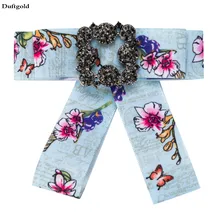 Европейский Необычные бантом Галстуки Женский печати Атлас Трикотажные мужские модные платье Ткань галстук-бабочку горный хрусталь для Для женщин Шпильки duftgold