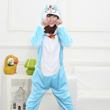 Mother Father Daughter Boy Dresses Family Matching Sleepwear Hooded Pajama Cartoon Animal Blue doraemon Cosplay Pyjama Pijamas