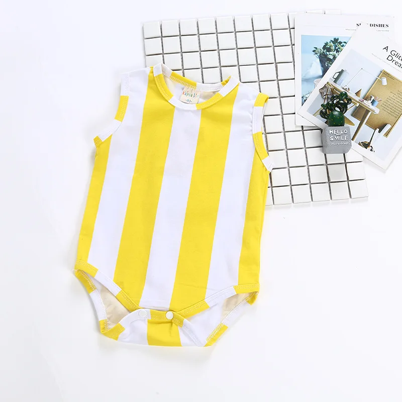 Newborn Baby Clothes Yellow Bodysuit Short Sleeve Cotton Jumpsui