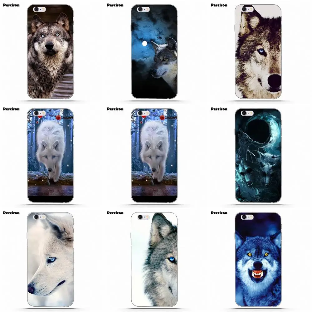 

TPU Cellphone Transparent For iPhone 4 4S 5 5C SE 6 6S 7 8 Plus X Galaxy S5 S6 S7 S8 Grand Core II Prime Alpha Wolf Blue Eyes