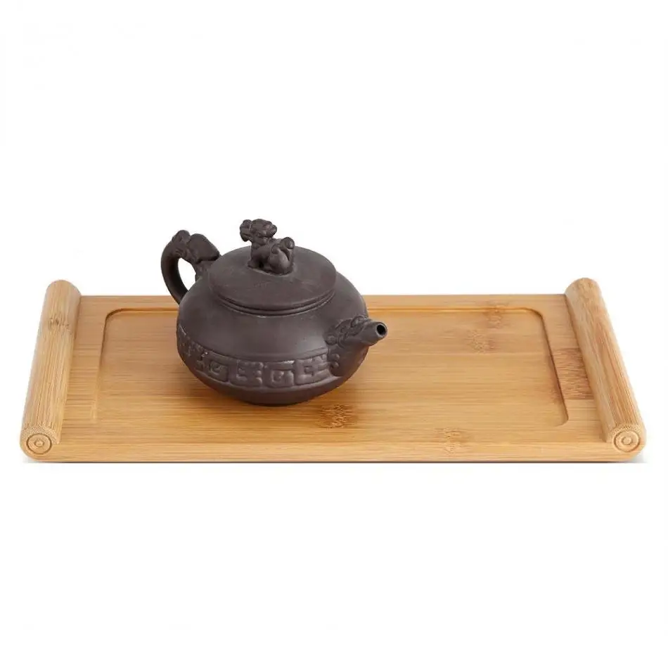 

Bamboo Serving Tea Tray with Double Handles Party Service Tabletop Chinese Tea Tray Plate Serving Plate 26.5 x 12.9 x 1.8cm