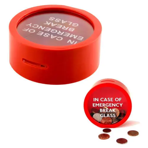 1Pcs Round Emergency Money Box In Case Of Emergency Break Glass Novelty