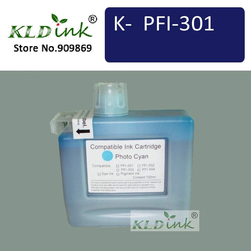 KLDINK PFI 301PC Photo Cyan Ink Cartridge (Canon 1490B001 Ink) for imagePROGRAF ipf9100 printer
