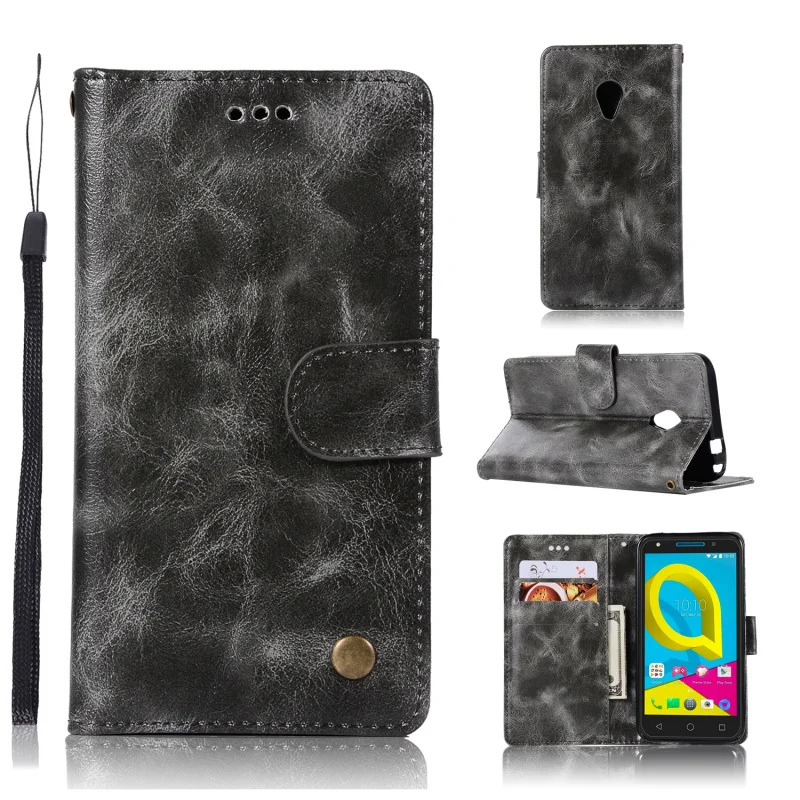 For Alcatel U5 4G Case Retro Flip Wallet PU Leather Coque Cover for Capa Phone Bags | Мобильные телефоны и аксессуары