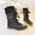 ANMAIRON/Новые Модные женские Ботинки martin в байкерском стиле; зимние ботинки; ботинки на плоской подошве; большие размеры 34-43 - Цвет: Черный