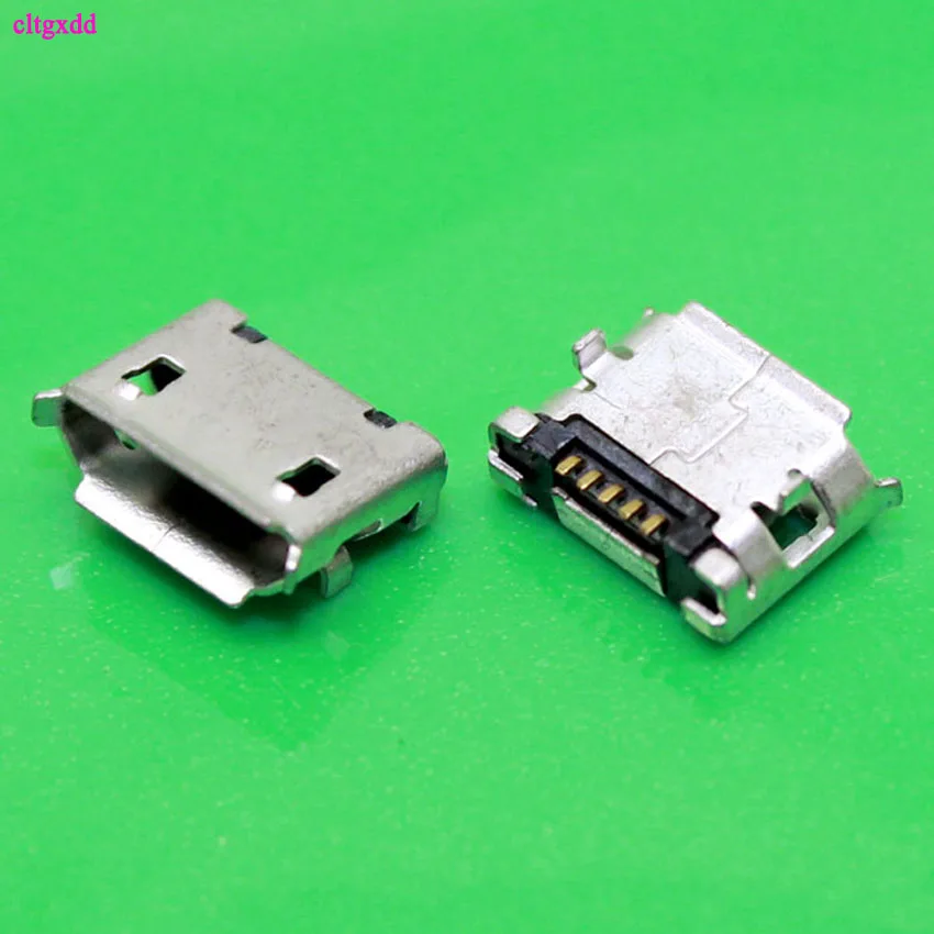 

cltgxdd 50pcs micro USB connector 5p 6.4mm short needle 5P DIP2 Data port Charging port mini usb connector for Mobile end plug