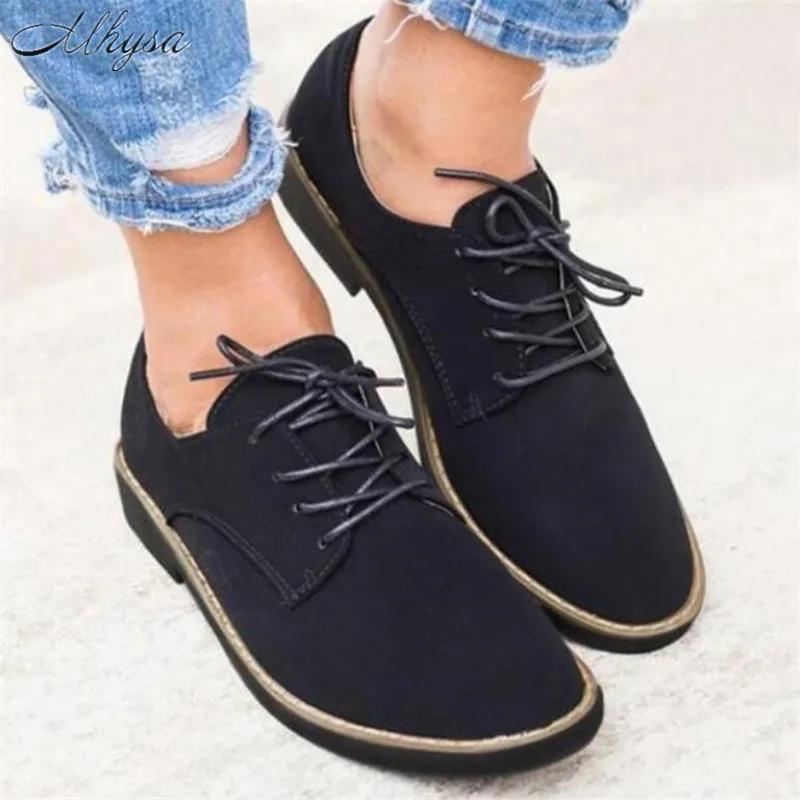 

Mhysa 2019 Spring New Flock Women Casual Shoes Lightweight Fashion Design Flats for Lady Big Size Lace-Up Woman Shoes 35-43 T78