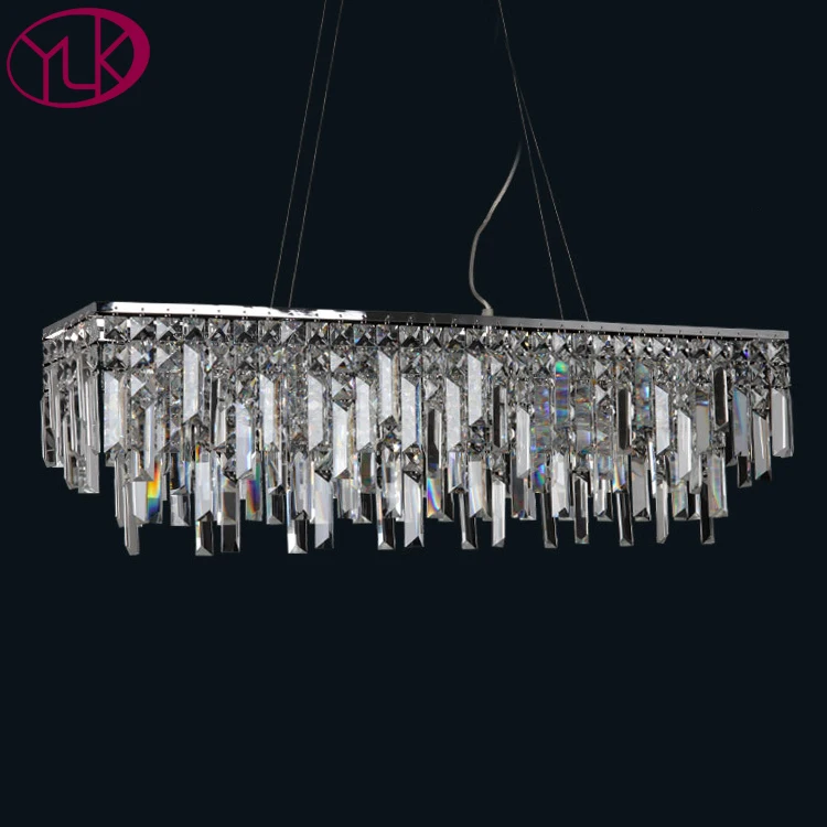 

Youlaike Rectangle Modern Chandelier Lighting Luxury Dining Room Crystal Lamp Chrome Kitchen Island LED Lustres De Cristal