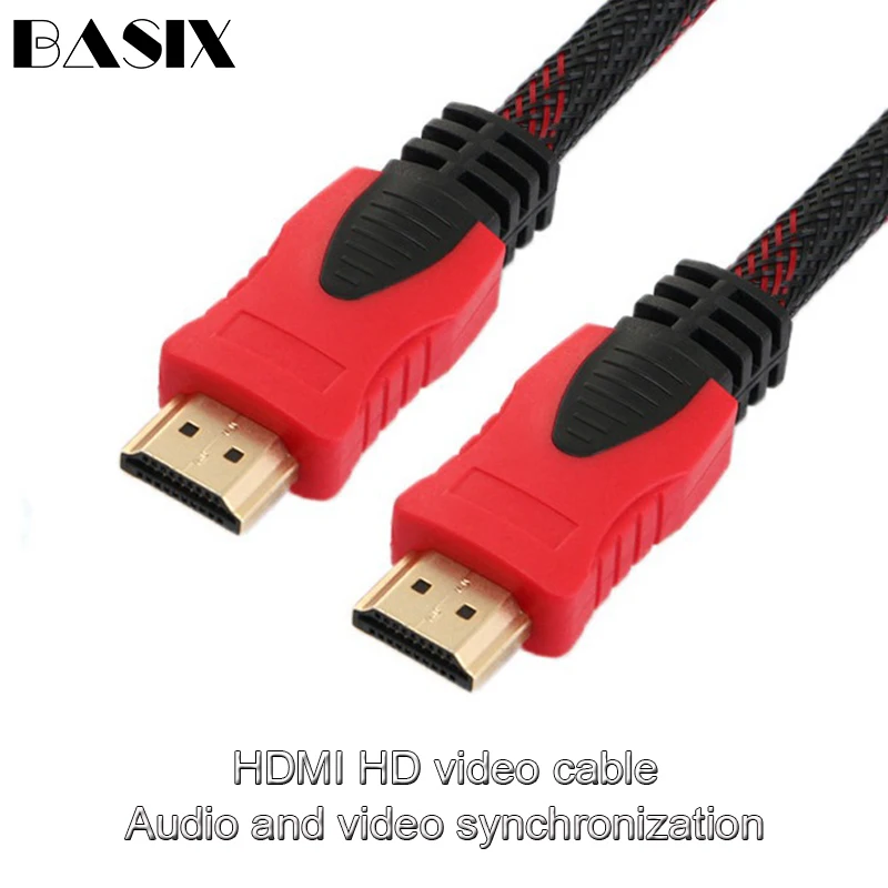 Basix HDMI кабель высокоскоростной позолоченный соединение с красной, черной сеткой 1080P 1,4 видео кабель для HDTV сплиттер коммутатор