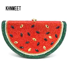 Роскошная сумка с кристаллами, с рисунком арбуза, вечерняя сумочка со стразами, Роскошная ручная Сумочка с кристаллами, милые вечерние женские сумочки с фруктами, 321