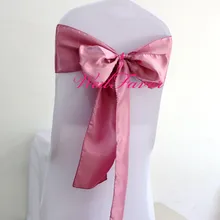 100 шт пыльный розовый атласный чехол для стула пояса бант на свадебный стул Галстуки для вечерние событие банкет украшения