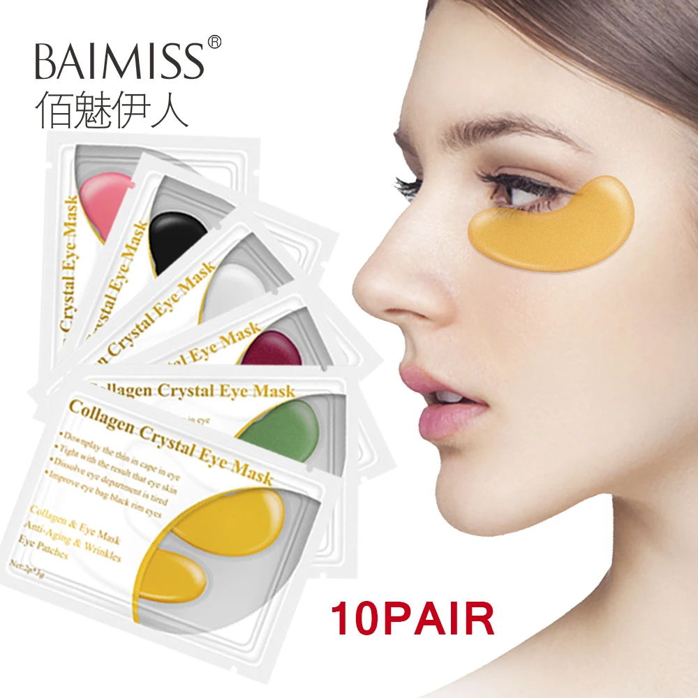 

BAIMISS 20pcs=10pairs 24k Gold Anti-Aging Eye Mask Anti Aging Skin Care Collagen Eye Patches Dark Circle Remover Anti-Puffiness