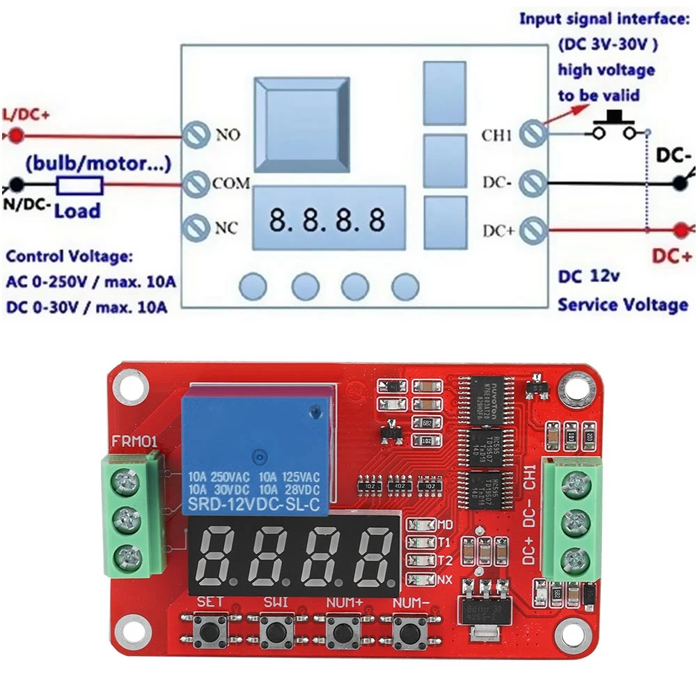 Многофункциональный FRM01 12 В релейный модуль бесконечная петля синхронизации 1 канал самоблокирующийся релейный цикл таймер модуль Автоматизация Задержка петля