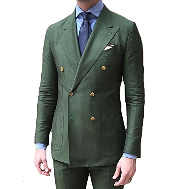 Double Breasted Mint Green Men Suit Tuxedo Wedding Suit Slim Fit Blazer