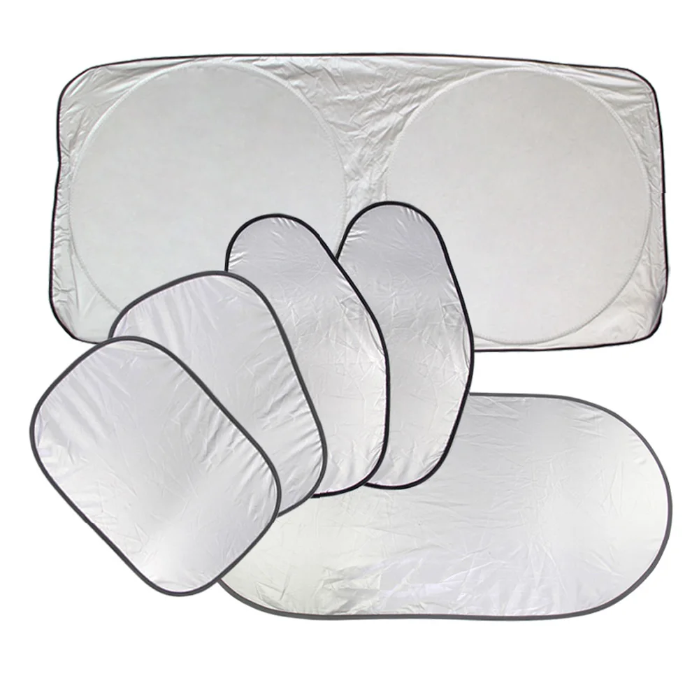 6 Pcs/Set Silver Aluminium Foil Flap Sun Shade Window Curtain Auto