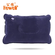 Hewolf Outdoor Camping Suede Flocking Inflatable Pillow Car Airplane Lightweight Neck Body Air Cushion Travel Sleeping Headrest
