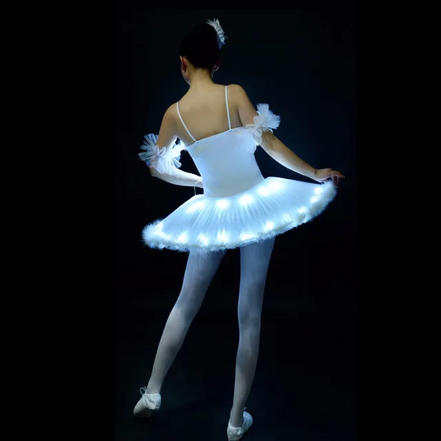 Ruoru Professional Ballet Tutu LED Swan Lake Adult Ballet Dance Clothes