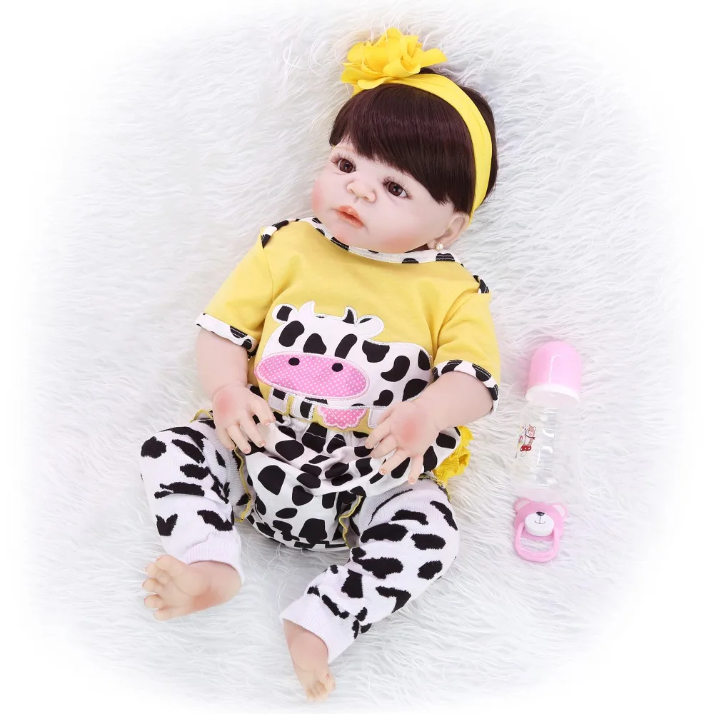 

Realistic Reborn Baby Doll Smooth white skin Silicone 22 inch Bebes Reborn Babies Princess Vinyl girls bath Toys Bonecas Gift