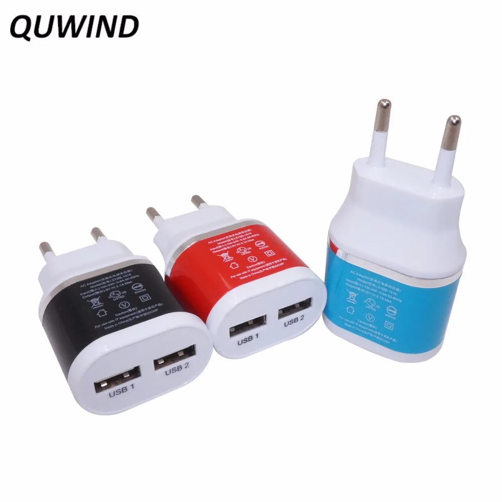 QUWIND Portable 5V 2A Dual USB Power Adapter EU Plug Wall Charger For iPhone iPad Huawei QUWIND Portable 5V 2A Dual USB Power Adapter EU Plug Wall Charger For iPhone iPad Huawei