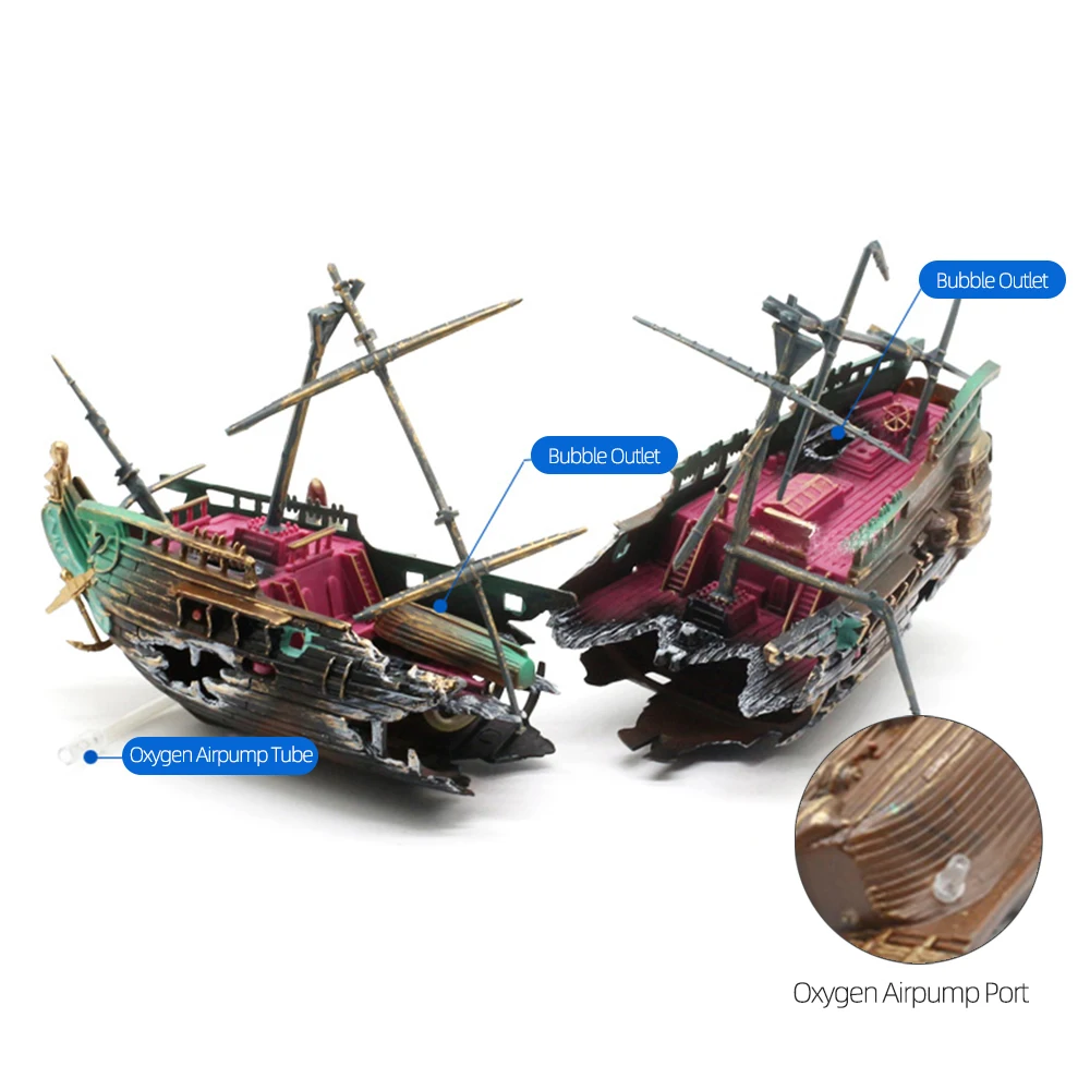 

Aquarium Boat Decorations Boat Sunk Ship Ornament Sailing Boat Destroyer Fish Tank Cave Decor Resin Ornament Landscaping