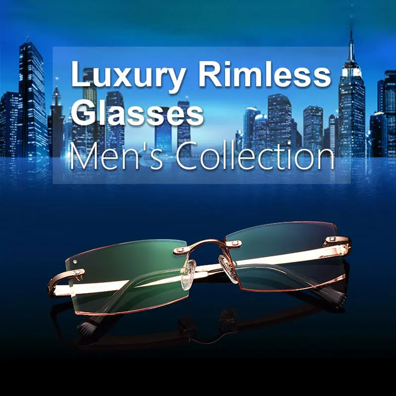 Kopen Gmei Optische Phantom Trimmen Titanium Brillen Mannelijke Model Diamant Trimmen Goud Randloze Afgewerkt Recept Glassses Voor Mannen