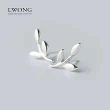 Модные серебряные серьги-гвоздики с листьями для женщин, маленькие серьги-гвоздики Brinco