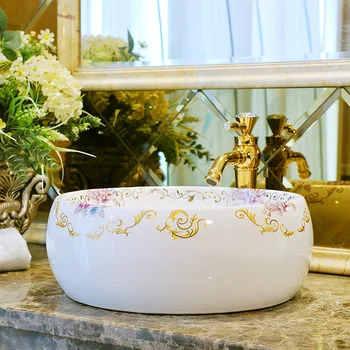 

Jingdezhen ceramic stage basin waist drum art basin wash basin wash basin Chinese bathroom basin LO628230