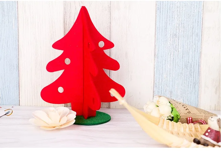 6 шт./лот) сборка красного и зеленого нетканого 3D Рождественская елка Рождественские украшения для отеля и рынка 2 размера