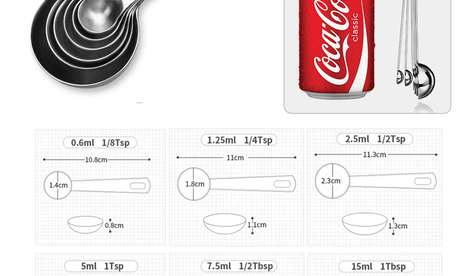 6 шт. набор подложки из нержавеющей стали мерные ложки кухонные весы инструменты сахар, кофе мерные чашки совки