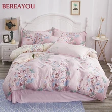 4 Uds. Juegos de cama de lujo Tencel estampado Vintage rosa blanco juego de cama tamaño Queen edredón juego de sábanas funda de almohada