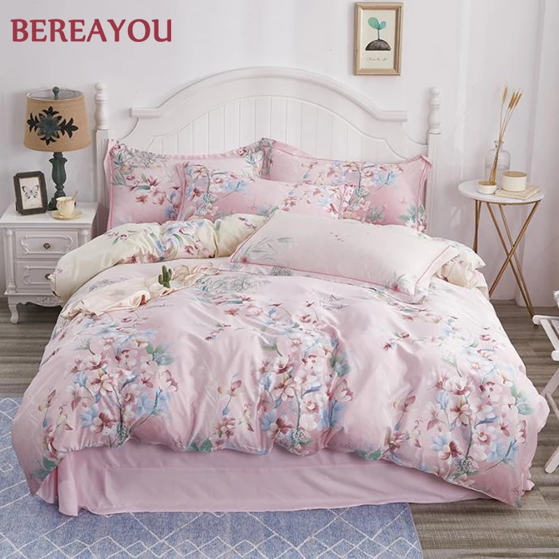 Комплект постельного белья Tencel 4 шт. роскошный комплект с винтажным принтом