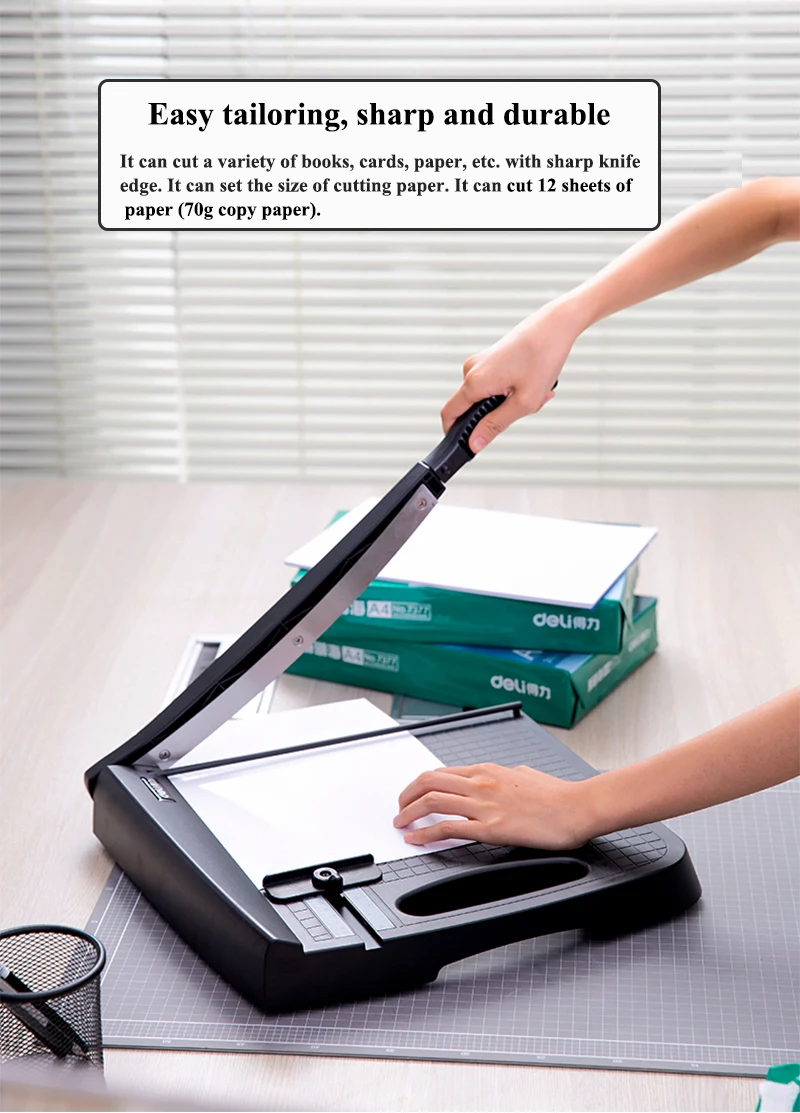Aparador de Papel Base de Plástico Aparador de Papel com Cortador de Papel Deli Manual Tamanho 420x360mm 16.5 x 14 com Cortador de Papel Scaler 8051a a4 10 Cheap Cortador de papel