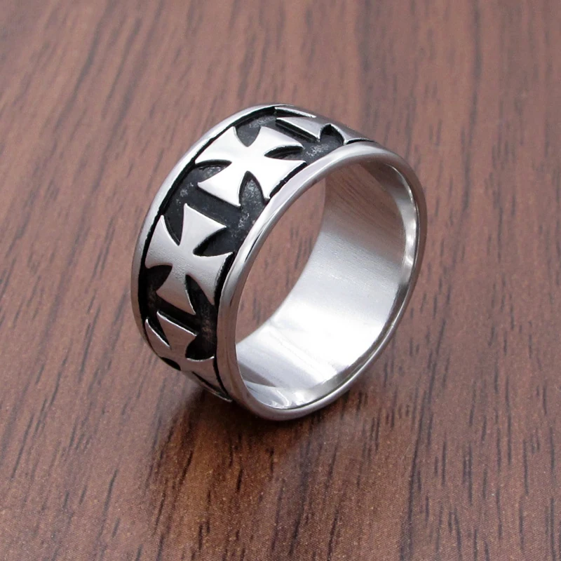 

Gothic German Army Iron Cross Ring Stainless Steel Jewelry Punk Motor Biker Men Vintage Ring