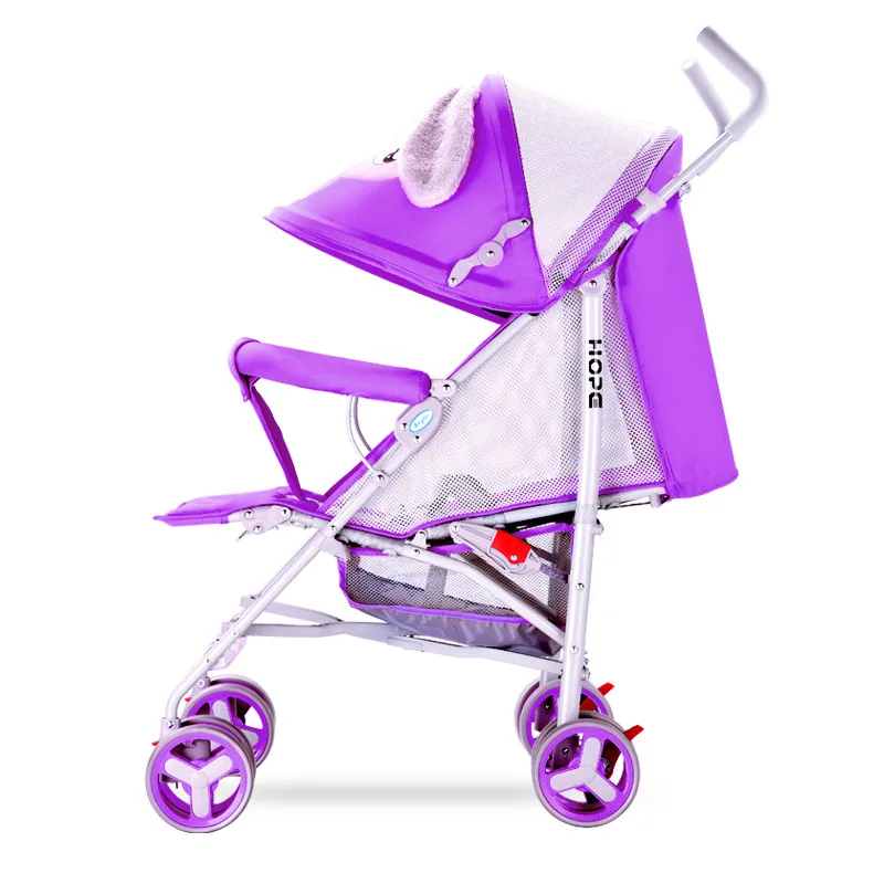 

Foldable High Quality Four Wheels Stroller Adjustable Sunshade Carriage with 3 Point Seat Belts Safety System