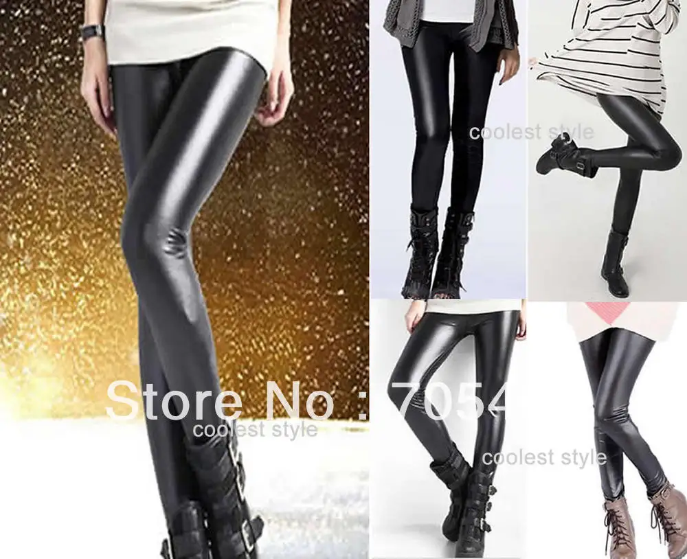 Fashion SLIM Shiny BLACK PU LEATHER Women Rock LEGGINgS | Женская одежда