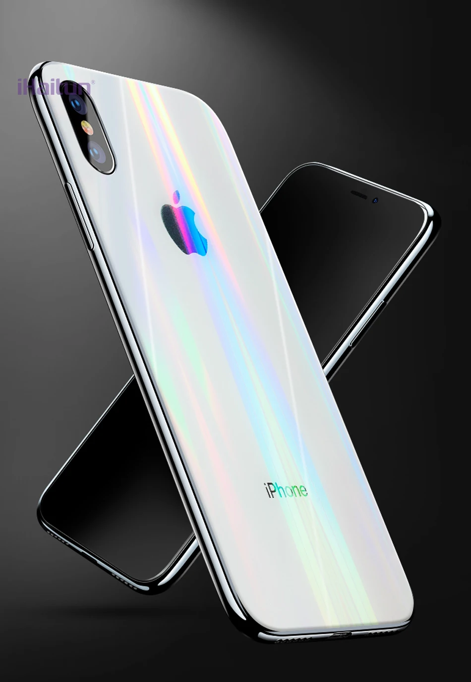 IHaitun роскошный Ультратонкий чехол из лазерного стекла для iPhone XS MAX XR X чехол s Прозрачное заднее стекло для iPhone XS MAX чехол с мягкими краями