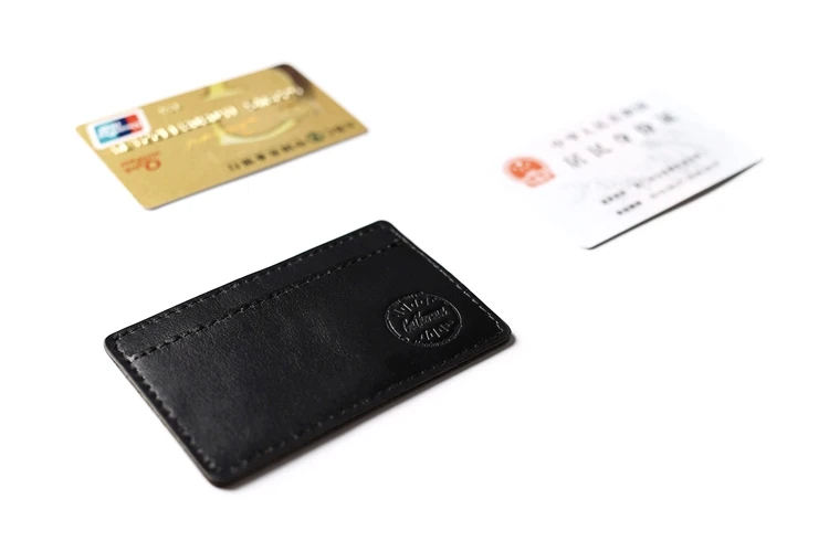Rfid Блокировка черный кожаный держатель для карт супер тонкий кожаный кошелек для кредитных карт передний карман из натуральной коровьей кожи банк карты рукав