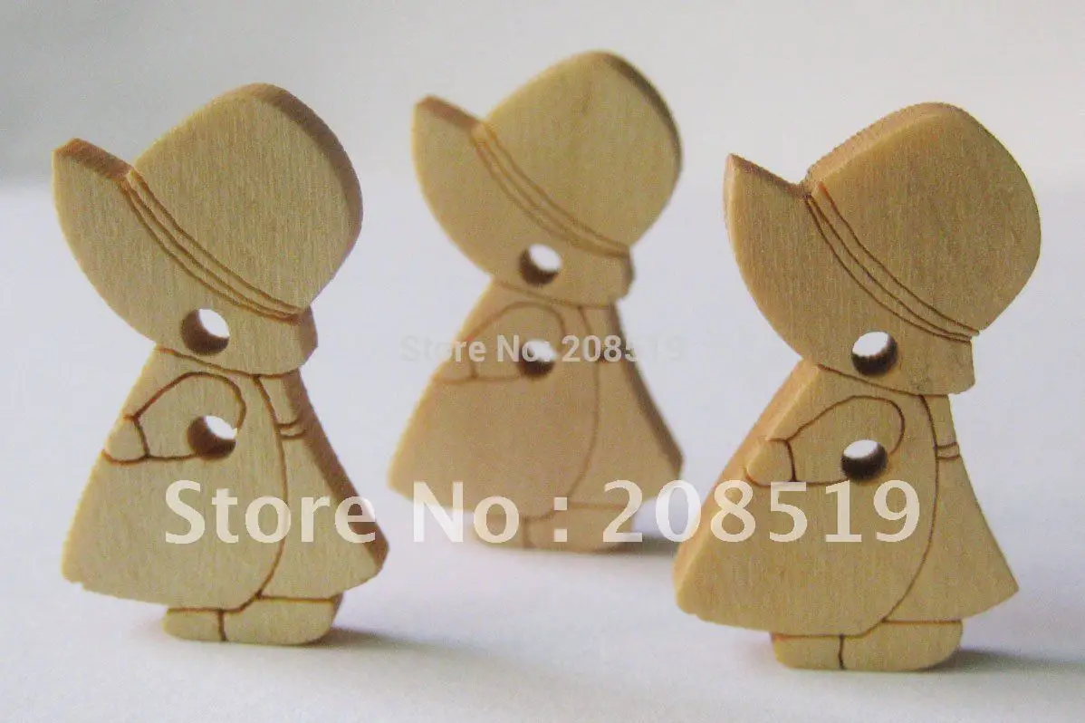 WB0015 Детские пуговицы для девочек украшения из ткани 100 шт натуральные деревянные швейные принадлежности