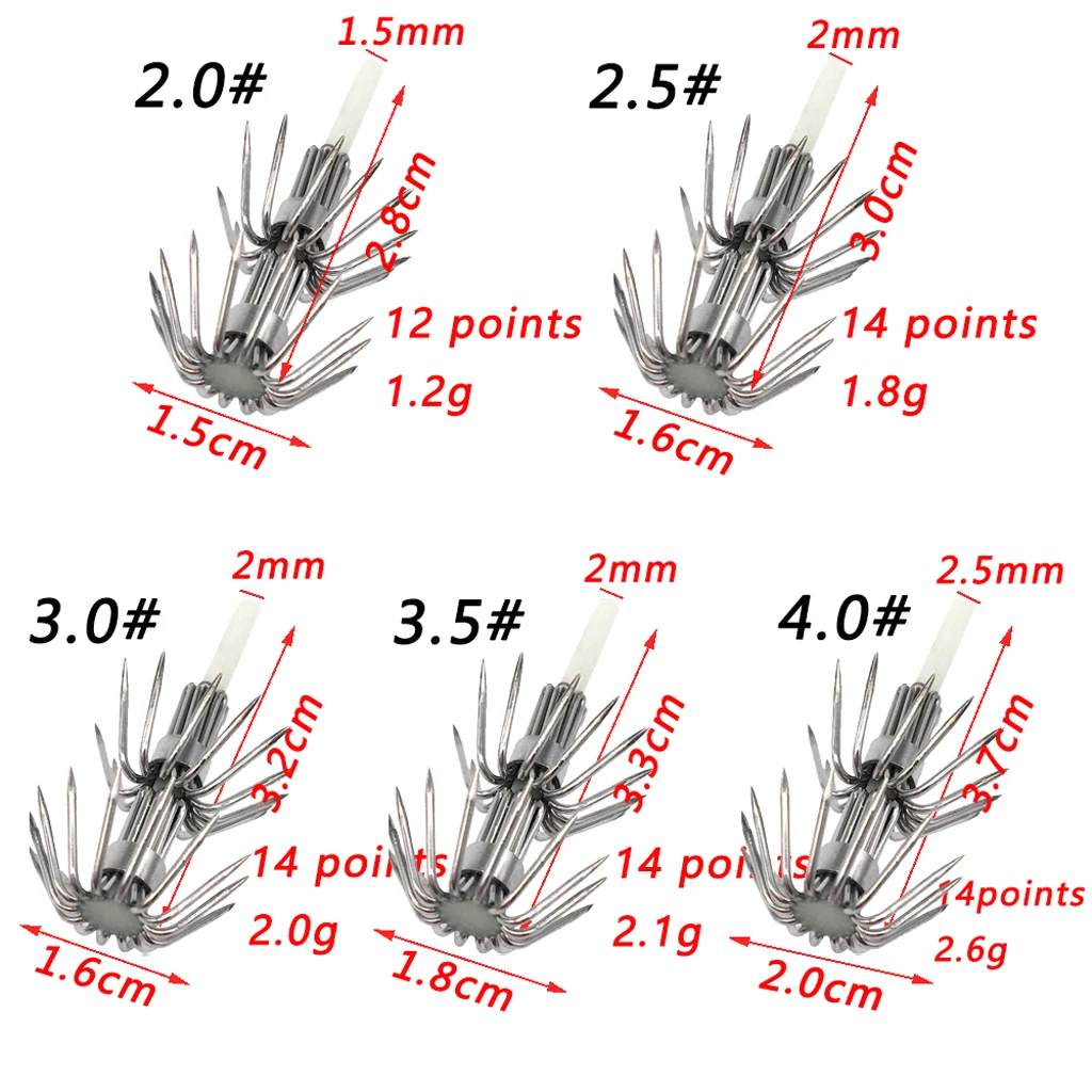 10pcs Stainless Steel Squid Jig Hooks Sea Fishing Hooks Glow in Dark Fishhooks DIY Umbrella Hook les hamecons Anzuelos de pesca