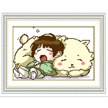 

Care Embroidery Cross Set 11CT 14CT Printed On Canvas DIY SET Cross Stitch Kit Home Decor Chinese Counted Cross Stitch Pattern