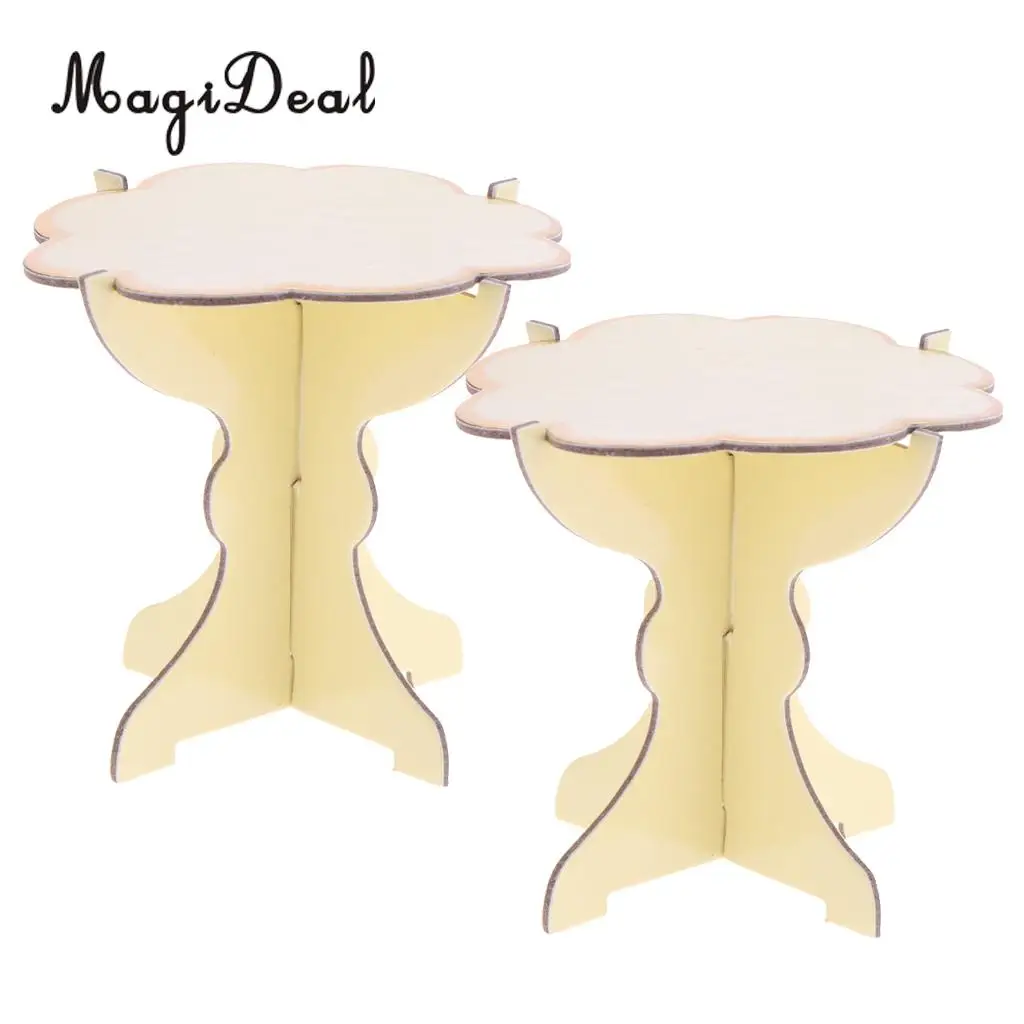 MagiDeal Pack of 4 Disposable Cake Display Stand Dessert Cupcake Holder Tray Wedding Birthday Party Decor Blue+Yellow