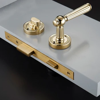 

High Quality 1Set European Style Gold/ Chrome / Black Brass Interior Door Lock for 35-50mm Doors Lever Lock Set with Keys