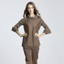 Miyake европейский и американский Осень/зима продукт коллекция воротник ногтей бисер футболка свободный эластичный рог рукав Топ