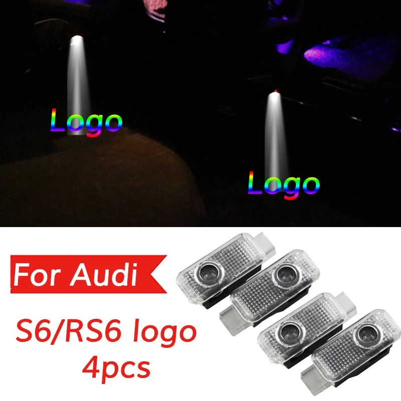 

4pcs Led Logo Light For Audi S6 RS6 RS A6 Sline Quattro Car Door Logo Light Welcome Laser Projector Light Accessories