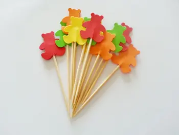 

Cute BEAR cupcake toppers baby shower birthday Food Picks toothpicks wedding cake decorations