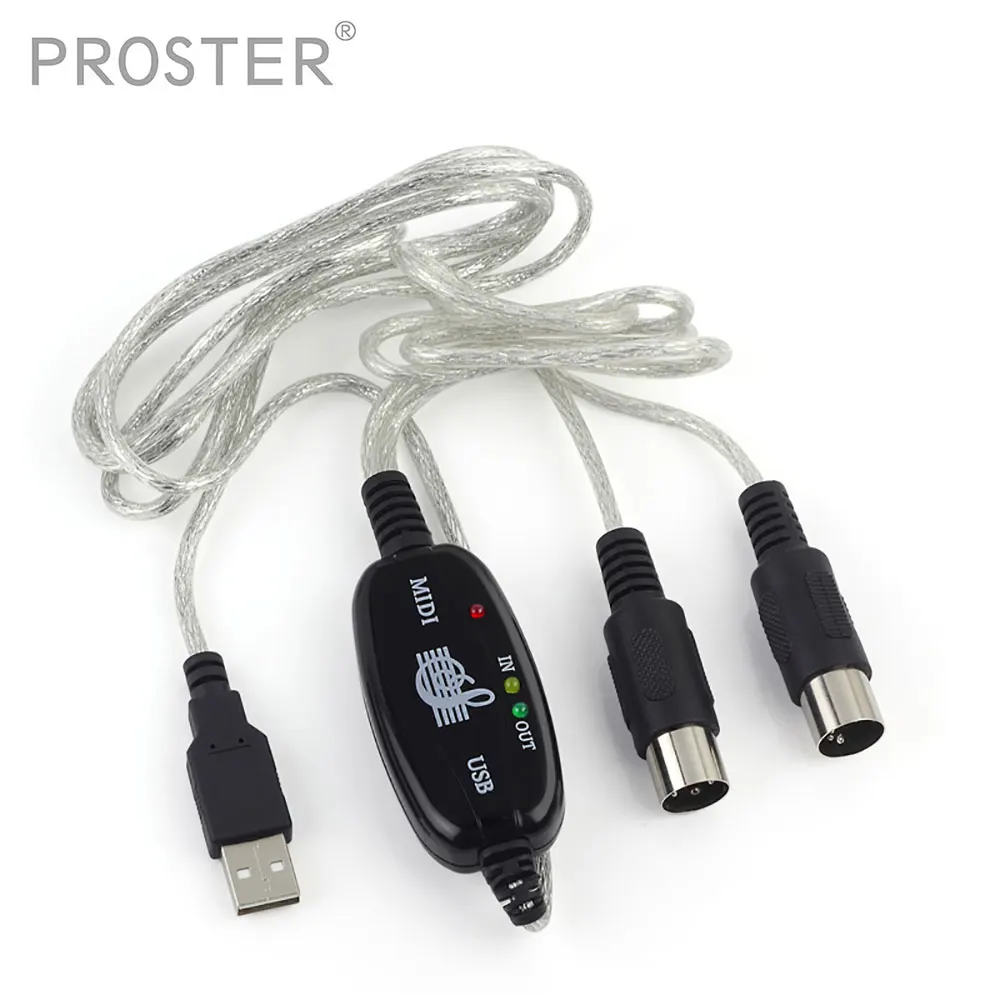 Proster USB To MIDI IN OUT Interface Cable Cord Line Converter PC to