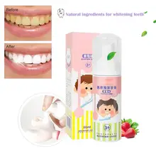 60 мл детская зубная паста Swallowable мусс пена отбеливающий Прорезыватель для зубов Уход натуральные ингредиенты для отбеливания зубов