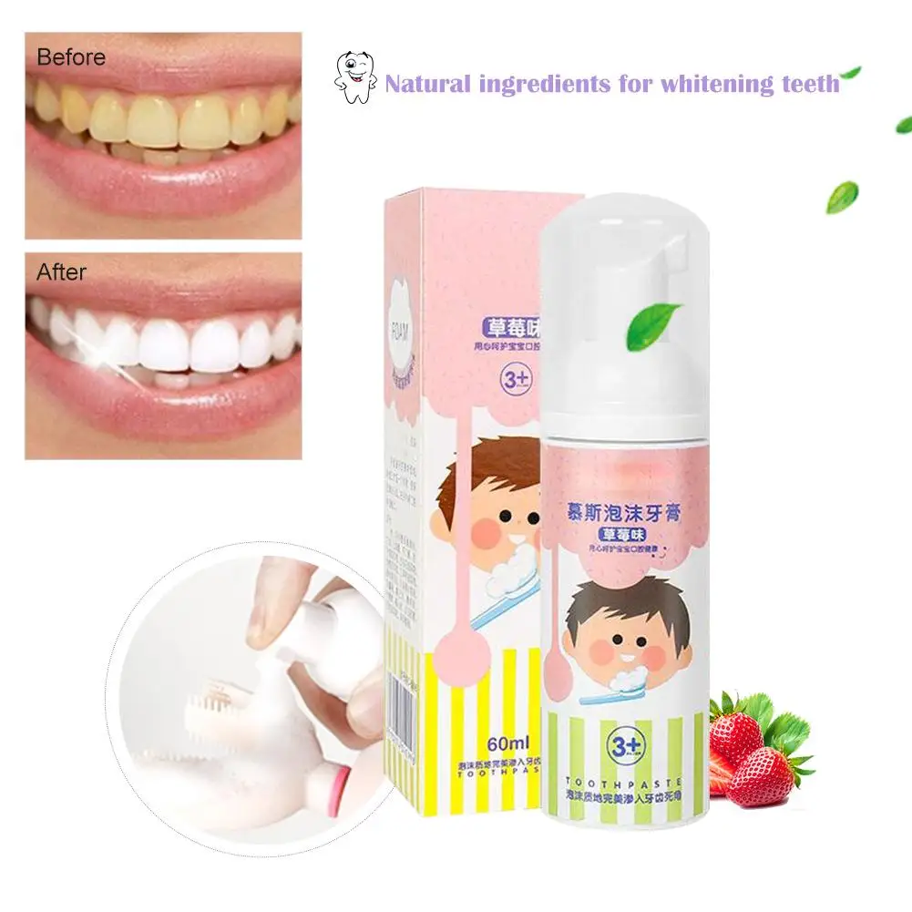 

60ml Children's Toothpaste Swallowable Mousse Foam Whitening Teeth Gum Care Natural Ingredients For Whitening Teeth