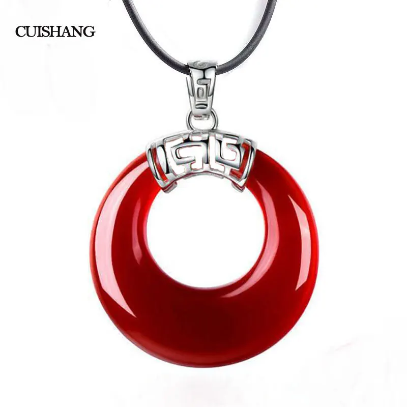 

CSJ Real natural red Agate pendants sterling silver women femme lady Necklace Wedding Engagement party Gift Fine Jewelry