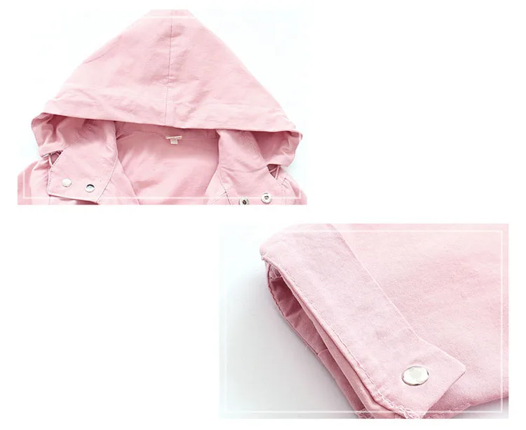 2 colors hooded long jackets for girls outerwear & coats clothing children long sleeve pockets kids trench coat autumn 2017 tops 4 5 6 7 8 9 10 11 12 13 14 15 16 Years old little big girls pink khaki long hooded coats clothes (4)